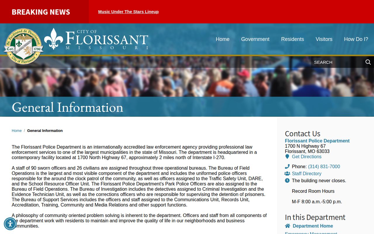 Florissant Police Detention Facility release and detention information
